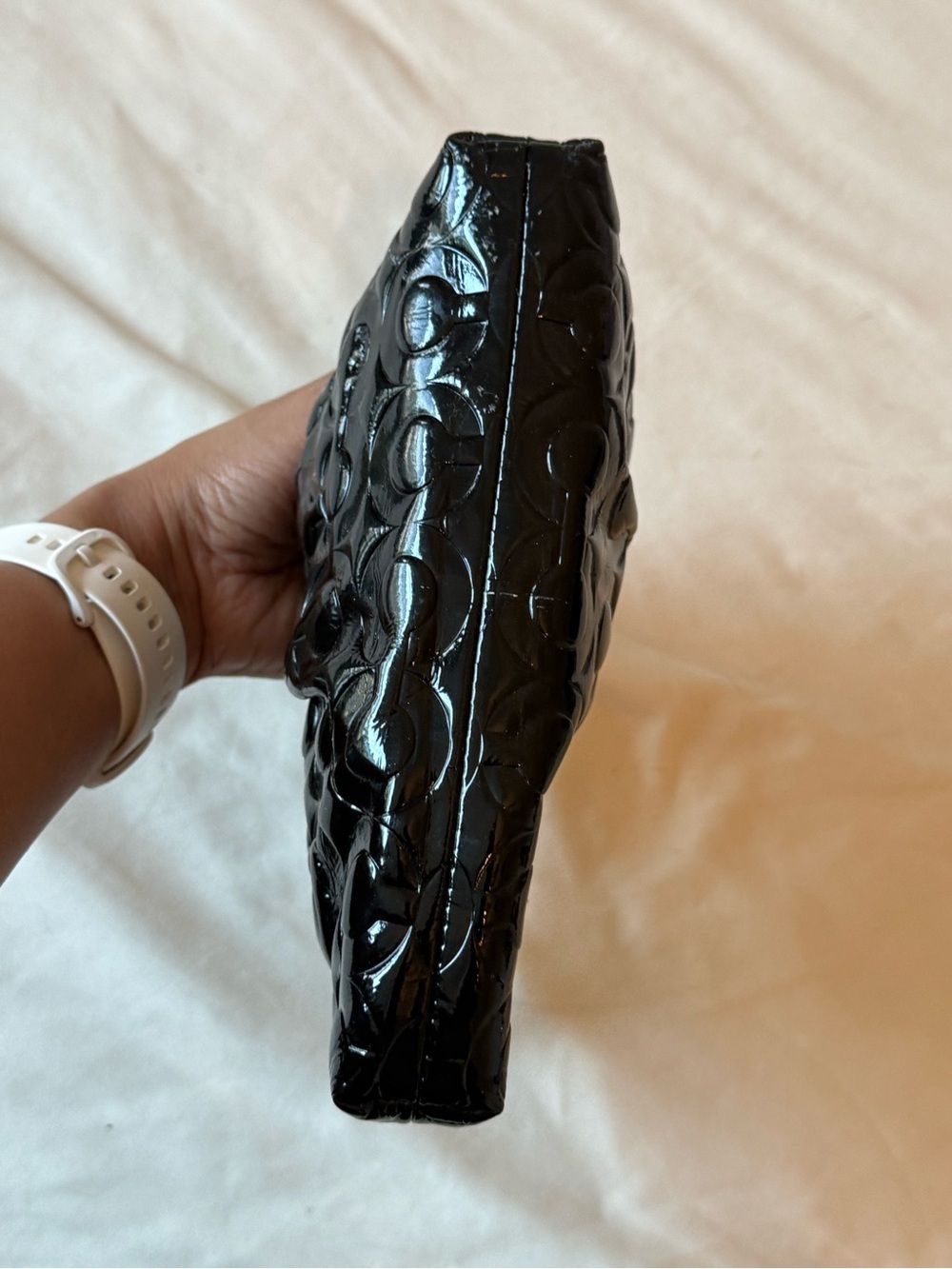 COACH | Signature C Black Patent Leather Wristlet - Picture 5 of 7